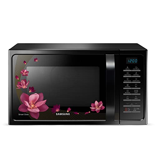 Samsung 28 L Convection Microwave Oven (MC28H5025VP/TL, Black with Magnolia Pattern,...